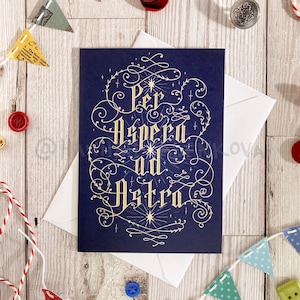 Per Aspera Ad Astra card, A6 size, hand lettering card, birthday card, get well card, sympathy card, congratulations card, typography card,