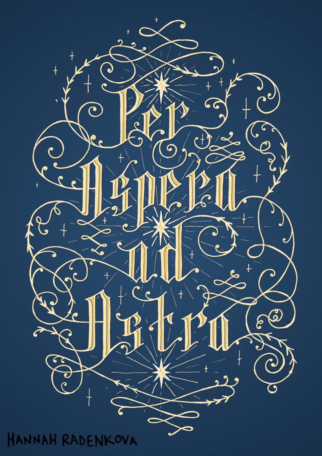 Per Aspera Ad Astra Hand Lettered Art Print, A3, A4, Inspirational ...