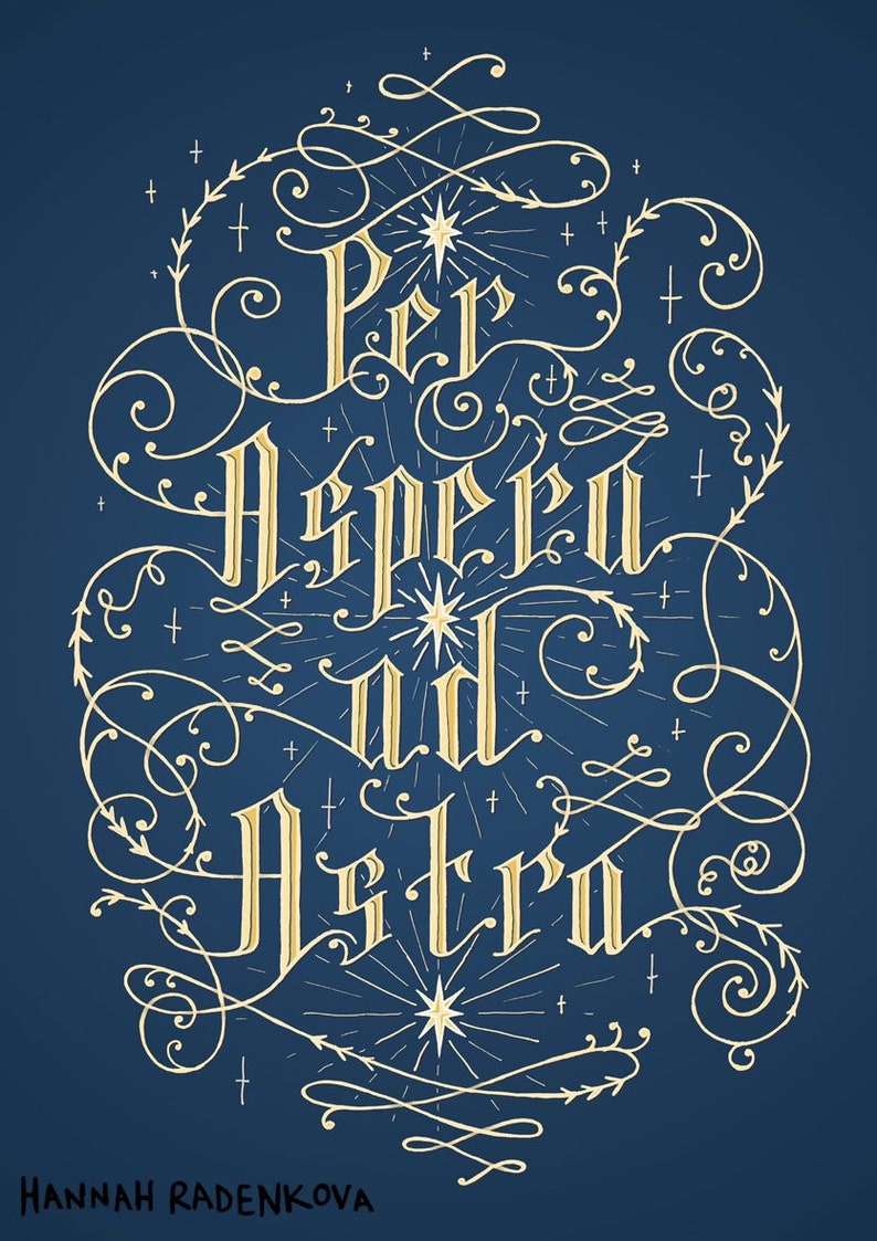 Per Aspera Ad Astra Hand Lettered Art Print, A3, A4, Inspirational ...