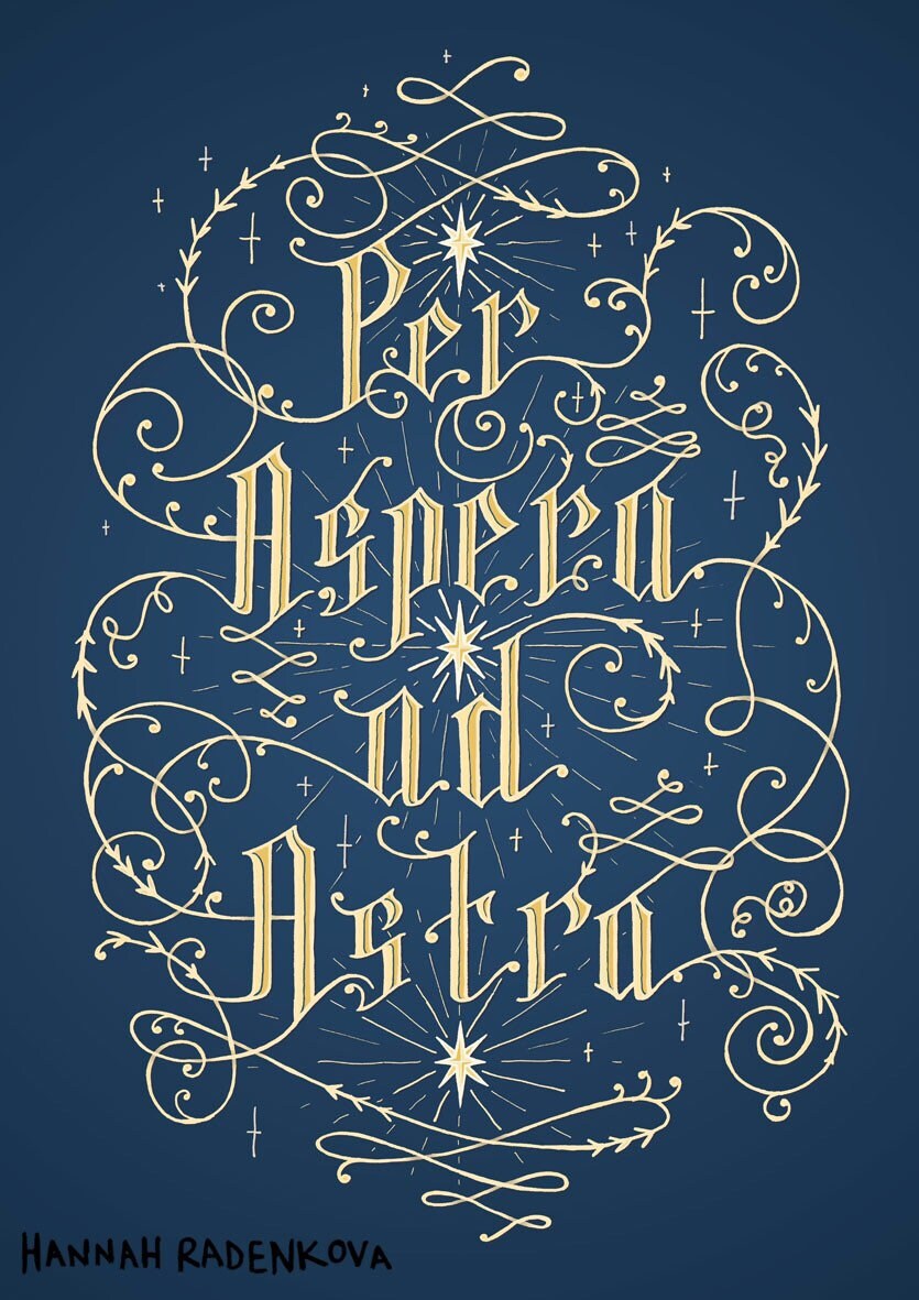 Per Aspera Ad Astra Hand Lettered Art Print, A3, A4, Inspirational ...