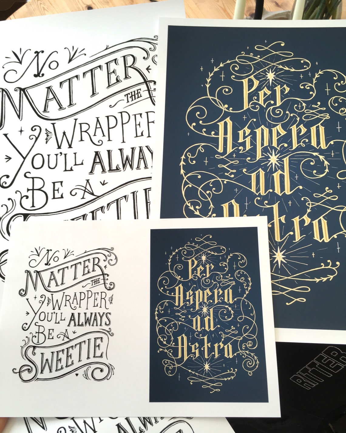 Per Aspera Ad Astra Hand Lettered Art Print, A3, A4, Inspirational ...
