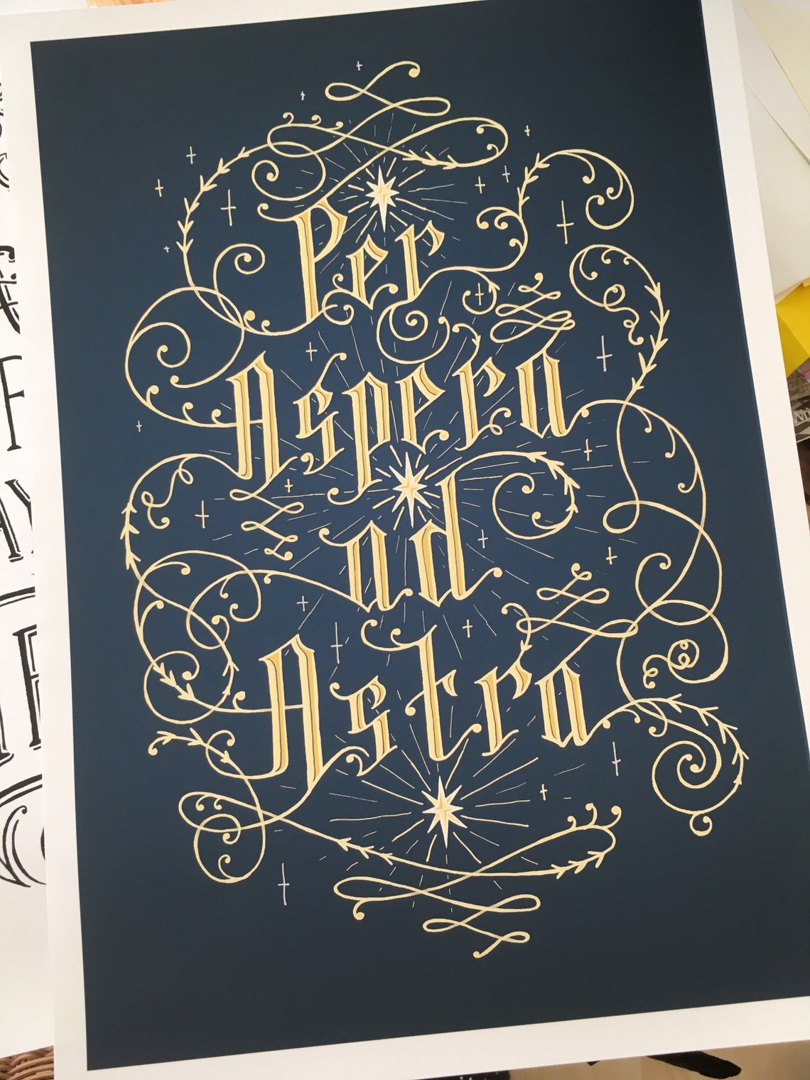 Per Aspera Ad Astra Hand Lettered Art Print, A3, A4, Inspirational ...
