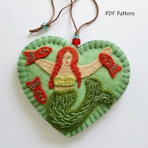 Digital PDF Pattern - Embroidered Mermaid Ornament
