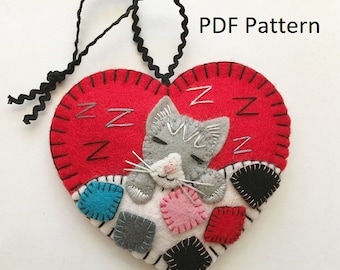 PDF Pattern - Sleeping Kitten Ornament