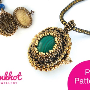 Jane Seymour&#39;s Locket Pendant Pattern (PDF) | Miyuki Peyote | Beading PDF Digital Download