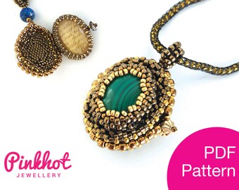 Jane Seymour's Locket Pendant Pattern (PDF) | Miyuki Peyote | Beading PDF Digital Download