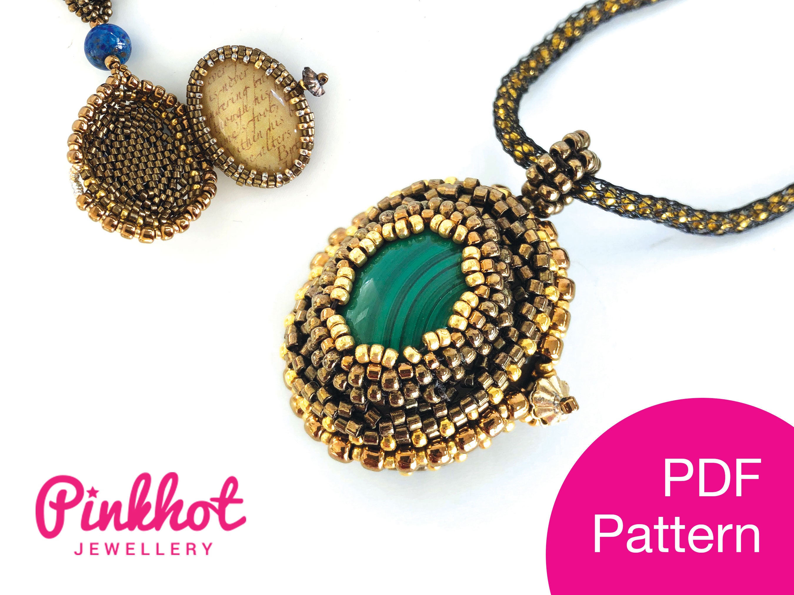Jane Seymour's Locket Pendant Pattern (PDF) | Miyuki Peyote | Beading ...