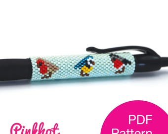 Heritage Birds of the UK Peyote Stitch Pen Wrap Pattern for Pilot G2 | Delica Bead Pattern with Word Chart | Beading PDF Digital Download