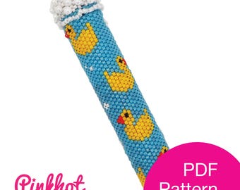 Ducks and Bubbles Beaded Needle Case Cover | Miyuki Delica Peyote stitch pattern | Beading PDF Digital Download