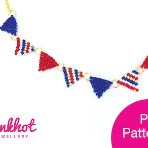 Perlen Wimpelkette Brick Stitch Muster | Miyuki Brick Stitch | Perlenstickerei PDF Digital Download