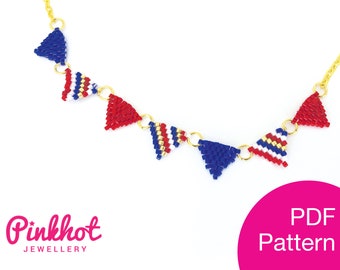 Beaded Bunting Necklace Pattern: Miyuki Delica Brick Stitch (PDF Digital Download)