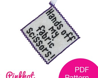 Hand off! Beaded Scissor Tags Pattern | Miyuki Delica Peyote Stitch | Beading PDF Digital Download