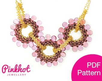 Flamenco Rings PDF Pattern | Peyote stitch and Pip beads | Beading PDF Digital Download