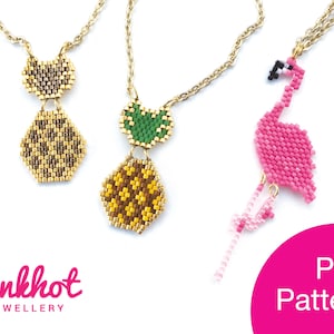 Americana Tropicana Beaded Charm Pattern (PDF) | Pineapple & Flamingo Brick Stitch | Beading PDF Digital Download