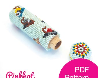 Heritage Birds Small Needle Case Pattern Cover | Miyuki Delica Peyote stitch pattern | Beading PDF Digital Download
