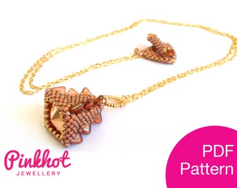 Stegosaurus Drop Pendant PDF Pattern - Geometric Peyote | Beading PDF Digital Download