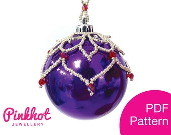 Leafy Christmas Bauble PDF Pattern | Netted Beaded Ornament | Beading PDF Digital Download