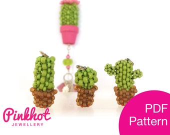 Kawaii Cacti Pendants & Charms Pattern (PDF) | Peyote | Beading PDF Digital Download