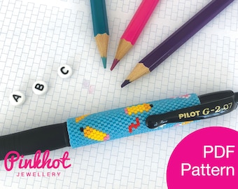 Design Your Own Beaded Pen Wrap Pattern for Pilot G2 | Delica Bead Even Count Peyote Customisable Charts | Beading PDF Digital Download