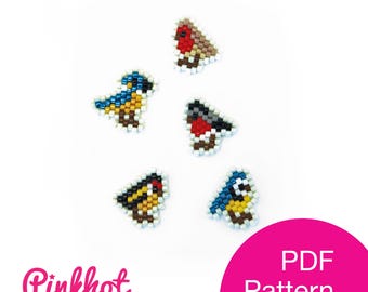 UK Birds Brick Stitch Beading Pattern: Seed Bead Charms (PDF)
