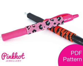 Animal Print Pen Wrap Pattern | Delica Bead Peyote, Pilot G2 (PDF Download)