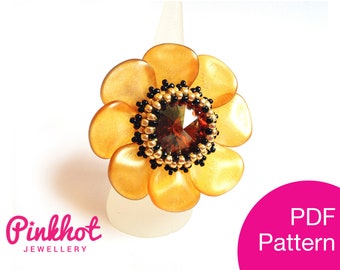 Petal Power Flower Ring Pattern (PDF) | Peyote Stitch | Beading PDF Digital Download
