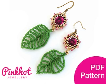 Beaded Leaf Earrings and Pendant Pattern | Right Angle Weave (PDF)