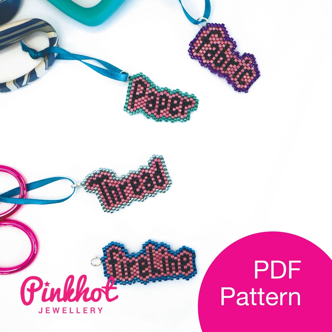 Scissor Label Tags Pattern | Miyuki Delica Brick Stitch | Beading PDF ...