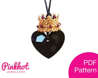 Queensberry Treasure Beaded Crown Pattern PDF | Peyote Pendant and Earrings | Beading PDF Digital Download