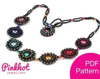 Crystal Galaxies Beading Pattern (PDF) | Peyote Beaded Bezels | Beading PDF Digital Download