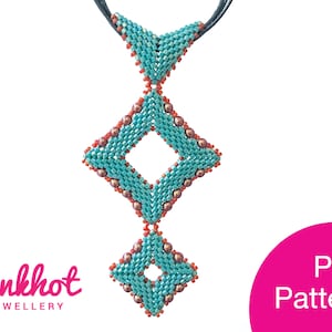 Deco Pendant Pattern - Geometric Peyote | Beading Tutorial PDF Digital Download