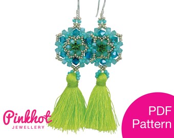 Crystal Anemones Pattern – As Seen on BeadingSchool | Bicones and Chatons | Beading PDF Digital Download