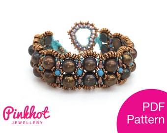 Amorini Beaded Bracelet PDF Pattern | Shaped 2-hole Beads | Beading PDF Digital Download