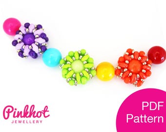 Super Bubbles Beaded Bead Pattern: Right Angle Weave (PDF Digital Download) - SuperDuo beads