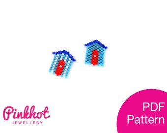 Beach Hut Brick Stitch Beading Pattern: Delica Bead Charms (PDF Digital Download)