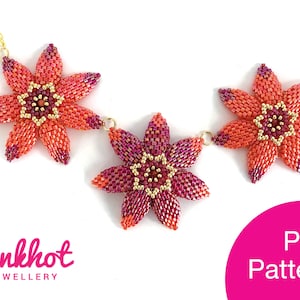 Jazzy Flowers Beaded Necklace Pattern PDF | Miyuki Brick Stitch / Peyote | Beading PDF Digital Download