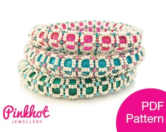 Pop Bangles Pattern (PDF) | Seed beads Right Angle Weave | Beading PDF Digital Download