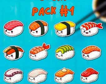 Lindo juego de pegatinas de sushi kawaii Pegatinas impermeables de sushi kawaii Hoja de pegatinas de comida japonesa adorable Juego de pegatinas impermeables de comida japonesa adorable