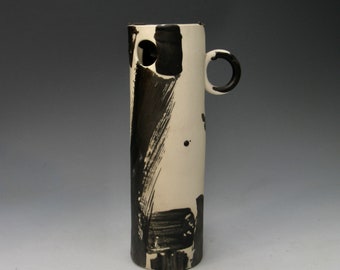 hand built abstract porcelain vessel   ...   mixed media   ...    ceramic and encaustic