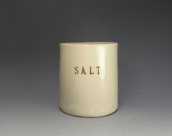 salt   ...   hand built porcelain vessel   ...  white salt cellar  ...   minimalist