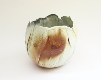 hand built porcelain bowl  ...   balloon bowl ... soda fired  ...  organic  ...   abstract