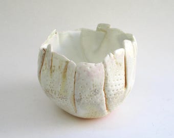 hand built porcelain bowl  ...  hand made  balloon bowl ... soda fired  ...  organic  ...   abstract