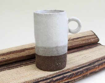 handmade rustic cup ...  hand built ceramic mug ... pottery latte cup ... mid century minimalist scandinavian influence ... stoneware cup