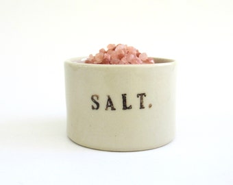 salt   ...   hand built porcelain vessel   ...  white salt cellar  ...   minimalist salt pig