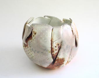 hand built porcelain bowl  ...   balloon bowl ... soda fired  ...  organic  ...   abstract