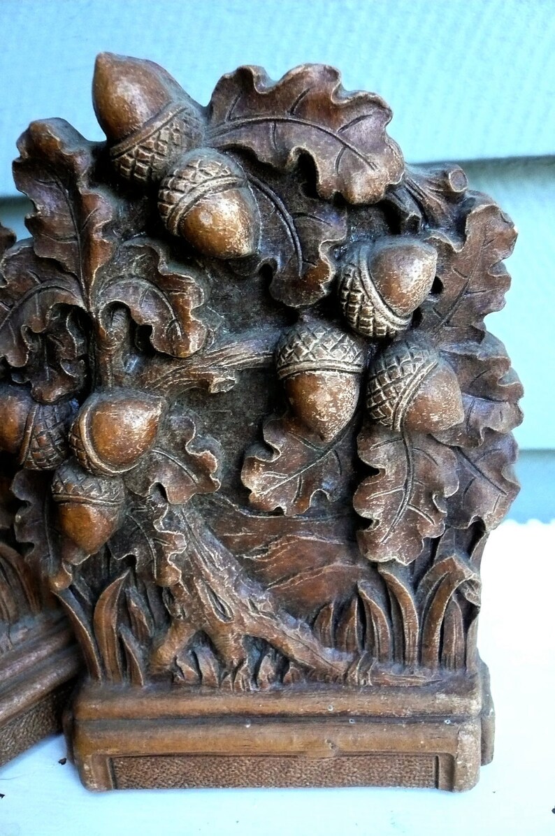 Vintage Bookends Acorn Etsy