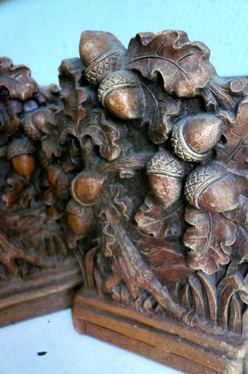 Vintage Bookends Acorn Etsy