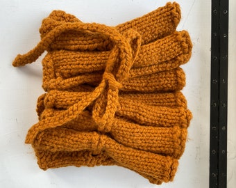 Orange Chunky Knit Bow Scarf