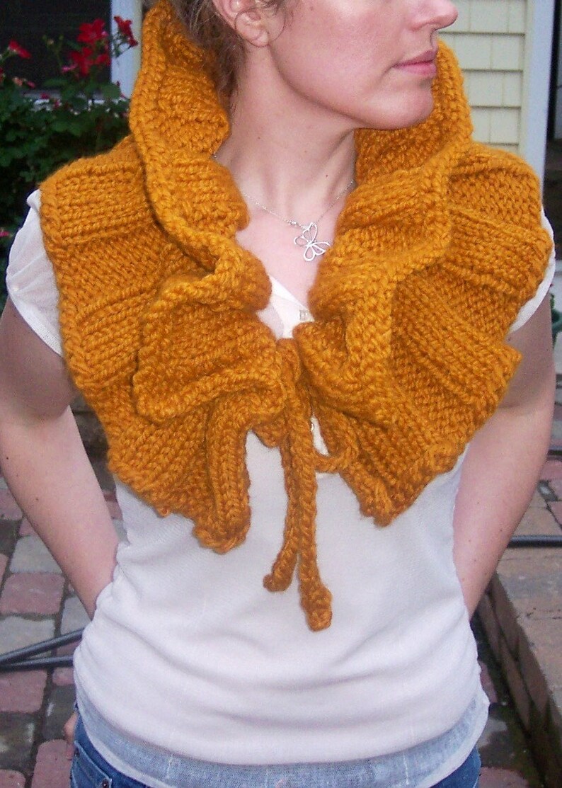 Orange Chunky Knit Bow Scarf image 6