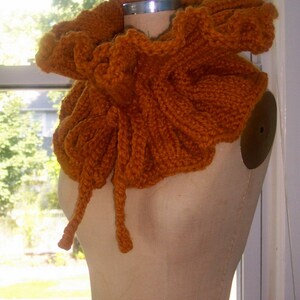Orange Chunky Knit Bow Scarf image 5